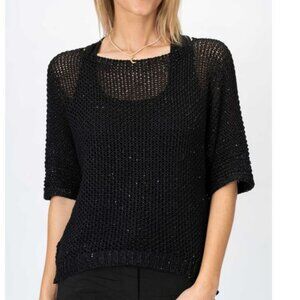 NWT Look Mode Shimmer Thread Sweater With Sequin Details In Black